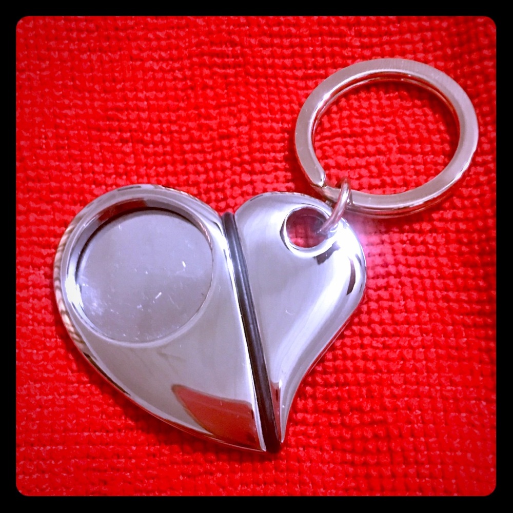 Silver tone heart keychain